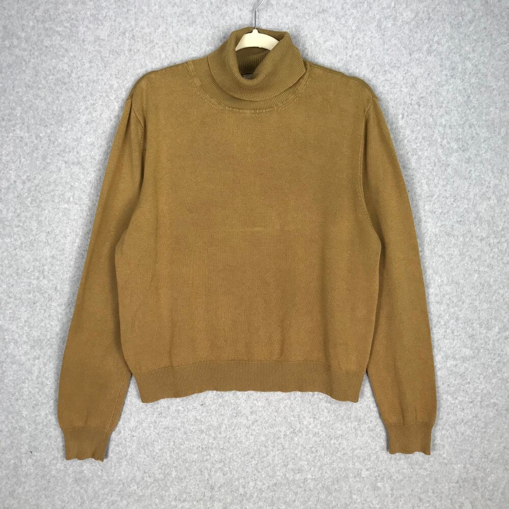 Vintage Field Manor Silk‎ Cashmere Turtleneck Sweater Large Gold Holiday READ